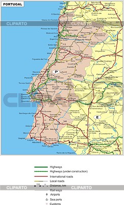 Portugal Road Map Stock Vector Graphics CLIPARTO