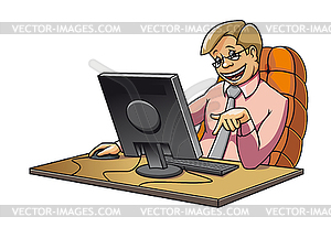 Young Manager In Office - Vector Clipart