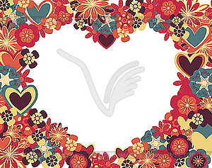 Heart of flowers as frame - vector clipart