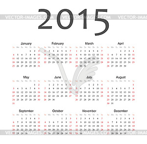 Einfache europäischen Kalender 2015 Jahre - Vector-Clipart EPS