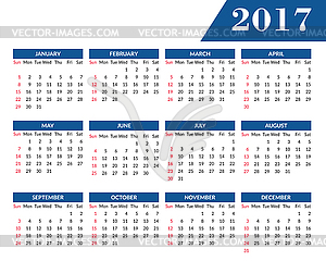 Einfacher Kalender 2017 Einfacher Kalender 2017