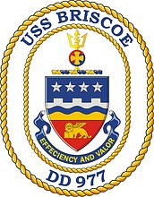 Vector clipart: U.S. Navy USS Briscoe (DD 977), destroyer emblem (crest, decommissioned)