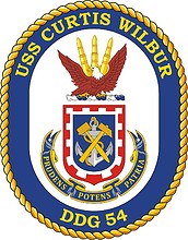 Vector clipart: U.S. Navy USS Curtis Wilbur (DDG 54), destroyer emblem (crest)
