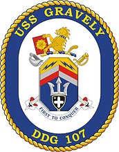 U.S. Navy USS Gravely (DDG 107), destroyer emblem (crest) - vector image