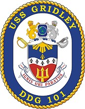 Vector clipart: U.S. Navy USS Gridley (DDG 101), destroyer emblem (crest)