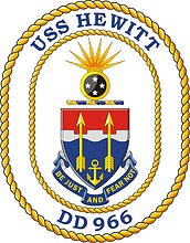 Vector clipart: U.S. Navy USS Hewitt (DD 966), destroyer emblem (crest, decommissioned)