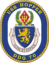 Vector clipart: U.S. Navy USS Hopper (DDG 70), destroyer emblem (crest)
