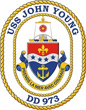 Vector clipart: U.S. Navy USS John Young (DD 973), destroyer emblem (crest, decommissioned)