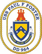 U.S. Navy USS Paul F. Foster (DD 964), destroyer emblem (crest, decommissioned)