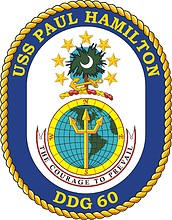 U.S. Navy USS Paul Hamilton (DDG 60), destroyer emblem (crest) - vector image