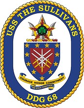 U.S. Navy USS Sullivans (DDG 68), destroyer emblem (crest) - vector image