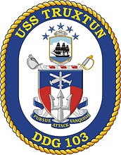 Vector clipart: U.S. Navy USS Truxtun (DDG 103), destroyer emblem (crest)