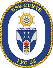 U.S. Navy USS Curts (FFG 38), frigate emblem (crest) - vector image