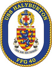 Vector clipart: U.S. Navy USS Halyburton (FFG 40), frigate emblem (crest)