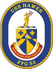 U.S. Navy USS Hawes (FFG 53), frigate emblem (crest) - vector image