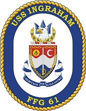 U.S. Navy USS Ingraham (FFG 61), frigate emblem (crest) - vector image