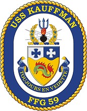 Vector clipart: U.S. Navy USS Kauffman (FFG 59), frigate emblem (crest)