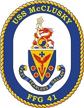 U.S. Navy USS McClusky (FFG 41), frigate emblem (crest)