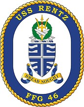 U.S. Navy USS Rentz (FFG 46), frigate emblem (crest) - vector image