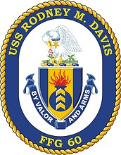 U.S. Navy USS Rodney M. Davis (FFG 60), эмблема фрегата - векторное изображение