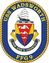 Vector clipart: U.S. Navy USS Wadsworth (FFG 9), frigate emblem (crest)