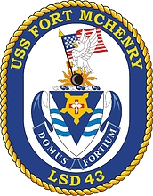 U.S. Navy USS Fort McHenry (LSD 43), dock landing ship emblem (crest) - vector image