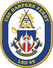 Vector clipart: U.S. Navy USS Harpers Ferry (LSD 49), dock landing ship emblem (crest)