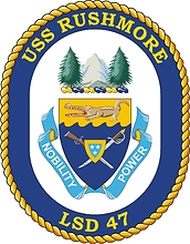 U.S. Navy USS Rushmore (LSD 47), эмблема десантного корабля-дока - векторное изображение