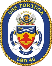 U.S. Navy USS Tortuga (LSD 46), dock landing ship emblem (crest) - vector image