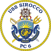 U.S. Navy USS Sirocco (PC 6), patrol ship emblem (crest)