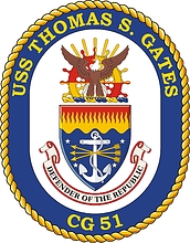 U.S. Navy USS Thomas S. Gates (CG 51), cruiser emblem (crest) - vector image
