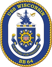 U.S. Navy USS Wisconsin (BB 64), battleship emblem (crest)