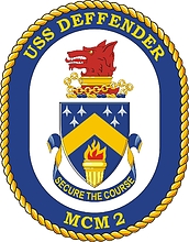U.S. Navy USS Defender (MCM 2), mine countermeasures ship emblem (crest)