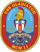 Vector clipart: U.S. Navy USS Gladiator (MCM 11), mine countermeasures ship emblem (crest)