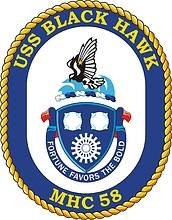 U.S. Navy USS Black Hawk (MHC 58), coastal minehunter emblem (crest) - vector image