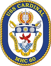 Векторный клипарт: U.S. Navy USS Cardinal (MHC 60), эмблема минного тральщика