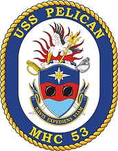 U.S. Navy USS Pelican (MHC 53), coastal minehunter emblem (crest)