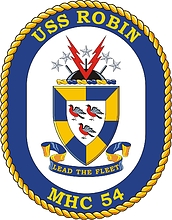 U.S. Navy USS Robin (MHC 54), coastal minehunter emblem (crest)