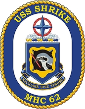 U.S. Navy USS Shrike (MHC 62), coastal minehunter emblem (crest)