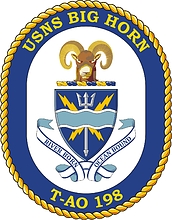 U.S. Navy USNS Big Horn (T-AO 198), fleet replenishment oiler emblem (crest) - vector image