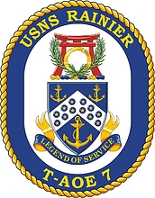 Векторный клипарт: U.S. Navy USNS Rainier (T-AOE 7), эмблема корабля боевой поддержки