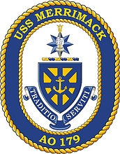 U.S. Navy USS Merrimack (AO 179), fleet oiler emblem (crest) - vector image