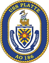 U.S. Navy USS Platte (AO 186), fleet oiler emblem (crest) - vector image