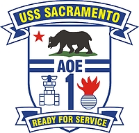 U.S. Navy USS Sacramento (AOE 1), fast combat support ship emblem (crest) - vector image