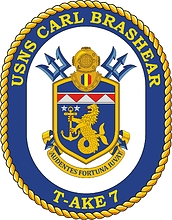 Vector clipart: U.S. Navy USNS Carl Brashear (T-AKE 7), dry cargo ship emblem (crest)