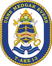 Vector clipart: U.S. Navy USNS Medgar Evers (T-AKE 13), dry cargo ship emblem (crest)