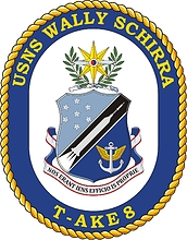 U.S. Navy USNS Wally Schirra (T-AKE 8), dry cargo ship emblem (crest)