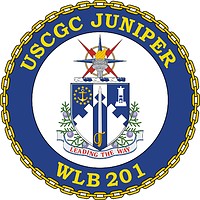 U.S. Coast Guard USCGC Juniper (WLB 201), seagoing buoy tender crest - vector image