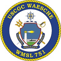 U.S. Coast Guard USCGC Waesche (WMSL 751), maritime security cutter crest - векторное изображение