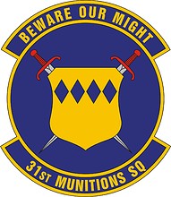 U.S. Air Force 31st Munitions Squadron, эмблема - векторное изображение